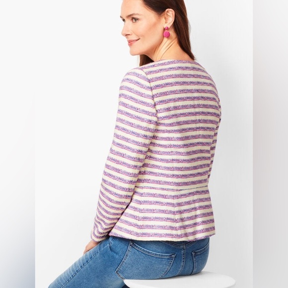 Talbots STRIPE TWEED JACKET size large - Picture 3 of 9